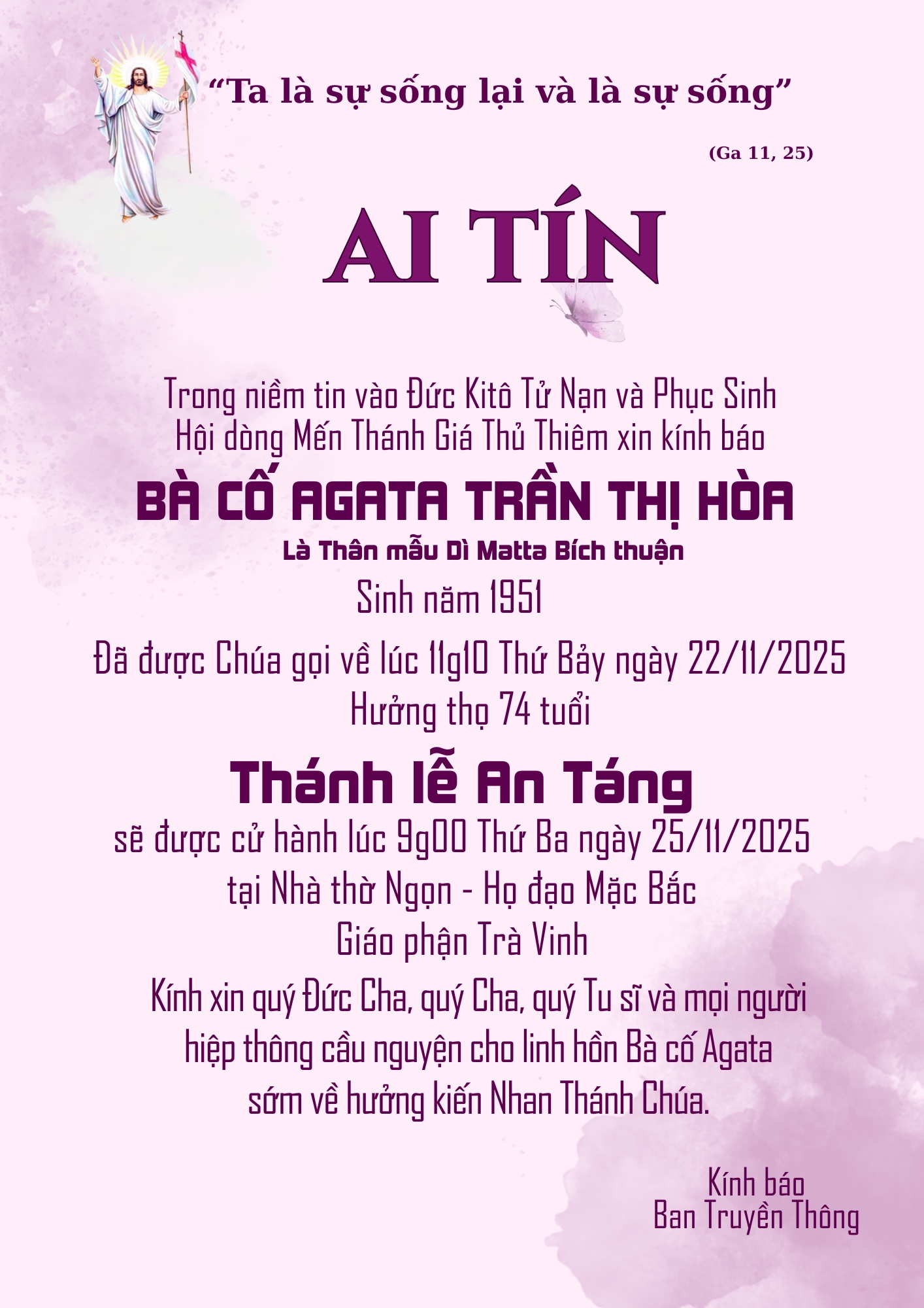 thân mẫu dì Matta Bích Thuận